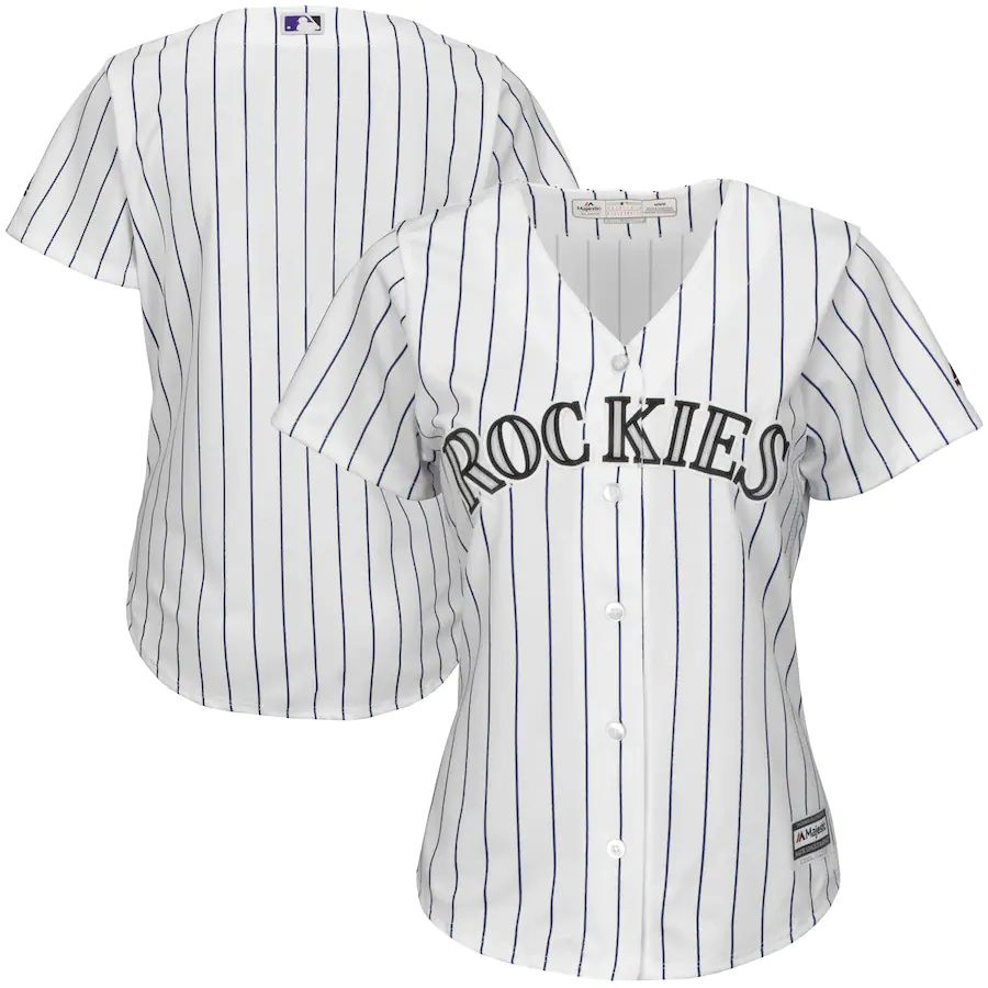 Womens Colorado Rockies Majestic White Purple Home Cool Base Team MLB Jerseys->women mlb jersey->Women Jersey
